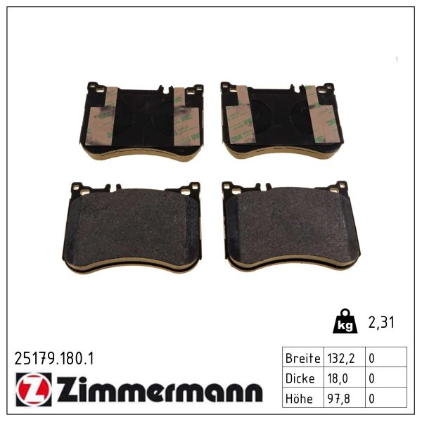 ZIMMERMANN Bremseklodser 251791801 foraksel for MERCEDES-BENZ