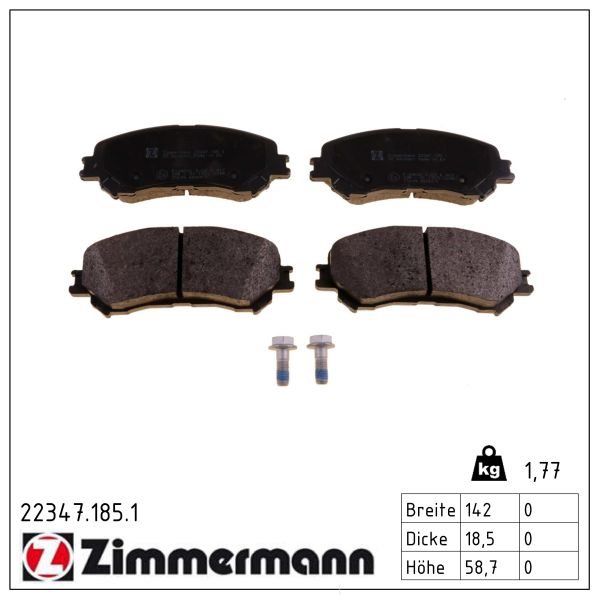 ZIMMERMANN Bremseklodser 223471851 foraksel for RENAULT