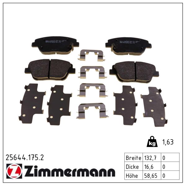 ZIMMERMANN Bremseklodser 256441752 foraksel for KIA HYUNDAI