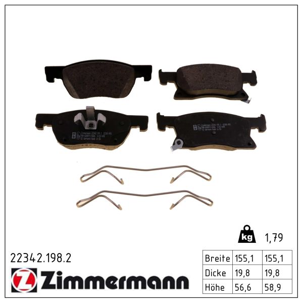 ZIMMERMANN Bremseklodser 223421982 foraksel for OPEL