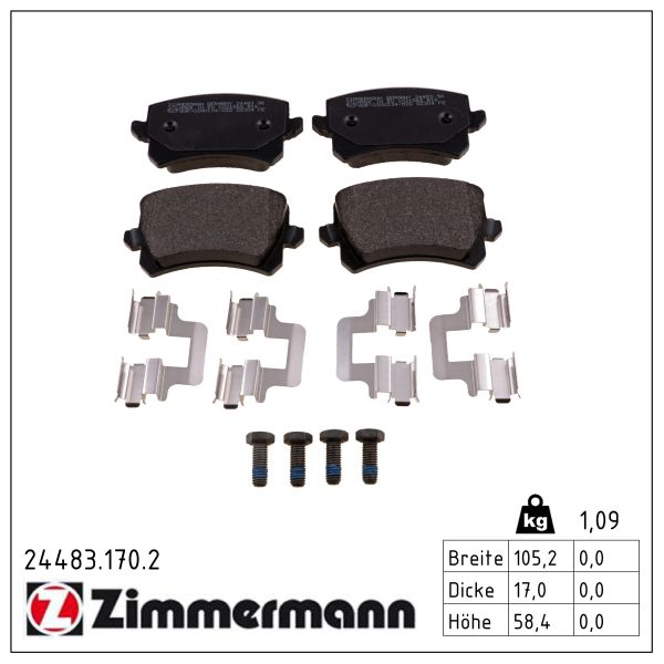 ZIMMERMANN Bremseklodser 244831702 bagaksel for VAG