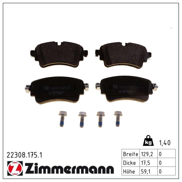 ZIMMERMANN Bremseklodser 223081751 bagaksel for AUDI VAG AUDI (FAW)