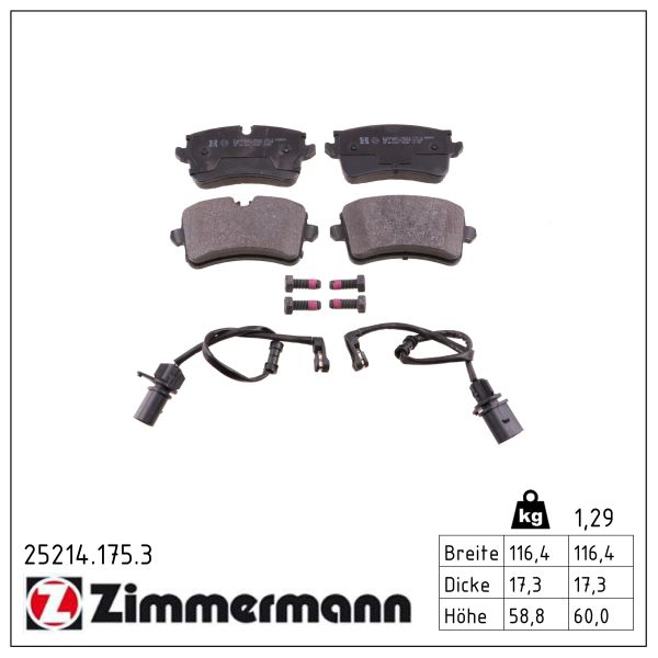 ZIMMERMANN Bremseklodser 252141753 bagaksel for VAG