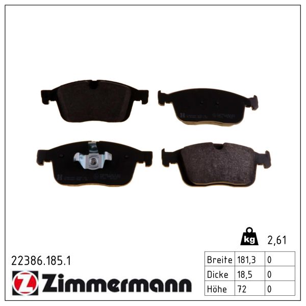 ZIMMERMANN Bremseklodser 223861851 foraksel for VOLVO