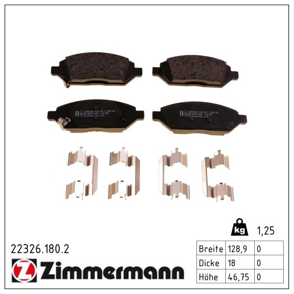 ZIMMERMANN Bremseklodser 223261802 foraksel for OPEL