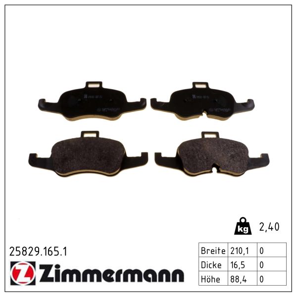 ZIMMERMANN Bremseklodser 258291651 foraksel for VAG