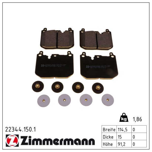 ZIMMERMANN Bremseklodser 223441501 foraksel for MINI