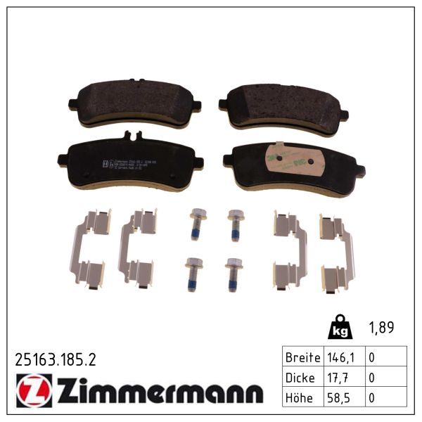 ZIMMERMANN Bremseklodser 251631852 bagaksel for MERCEDES-BENZ