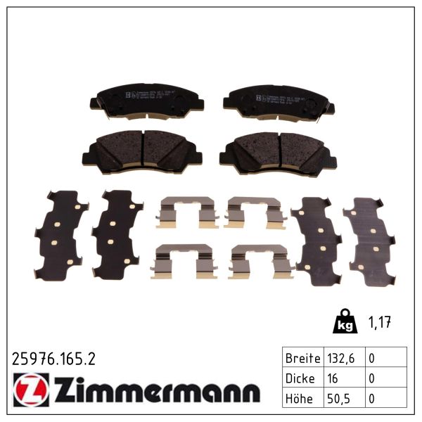 ZIMMERMANN Bremseklodser 259761652 foraksel for HYUNDAI