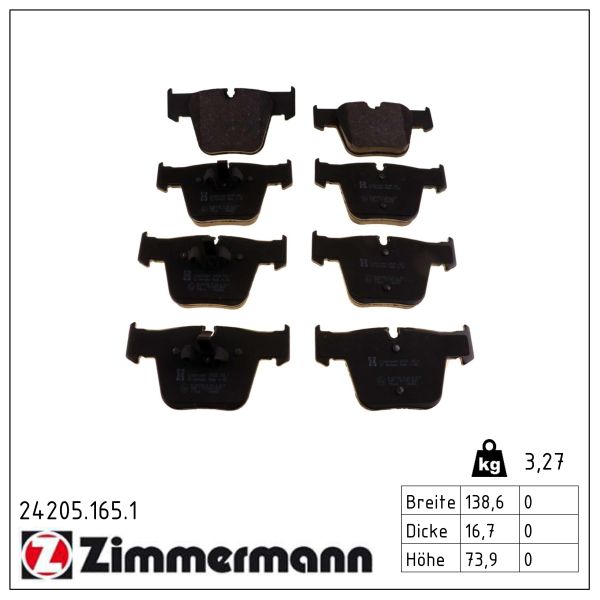 ZIMMERMANN Bremseklodser 242051651 foraksel for MERCEDES-BENZ