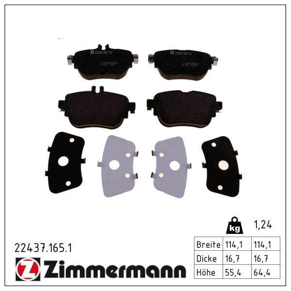 ZIMMERMANN Bremseklodser 224371651 bagaksel for MERCEDES-BENZ (BBDC) MERCEDES-BENZ