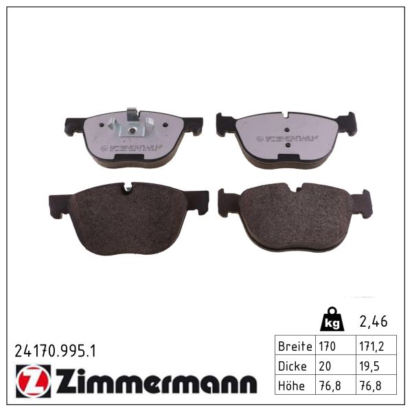 ZIMMERMANN Bremseklodser 241709951 foraksel for BMW