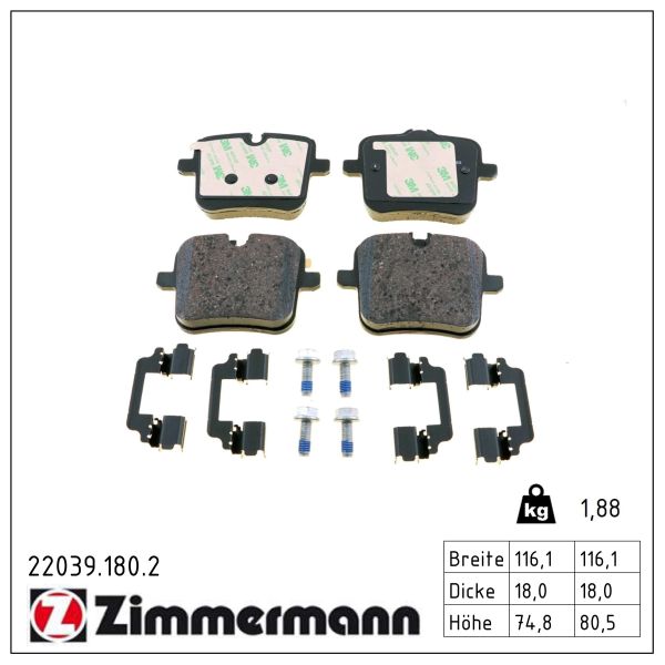 ZIMMERMANN Bremseklodser 220391802 bagaksel for BMW