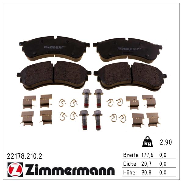 ZIMMERMANN Bremseklodser 221782102 foraksel for MAN VAG