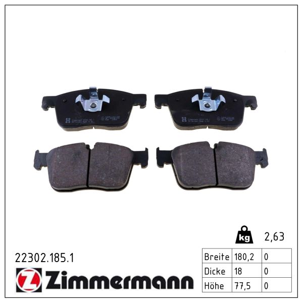 ZIMMERMANN Bremseklodser 223021851 foraksel for JAGUAR (CHERY) JAGUAR LAND ROVER