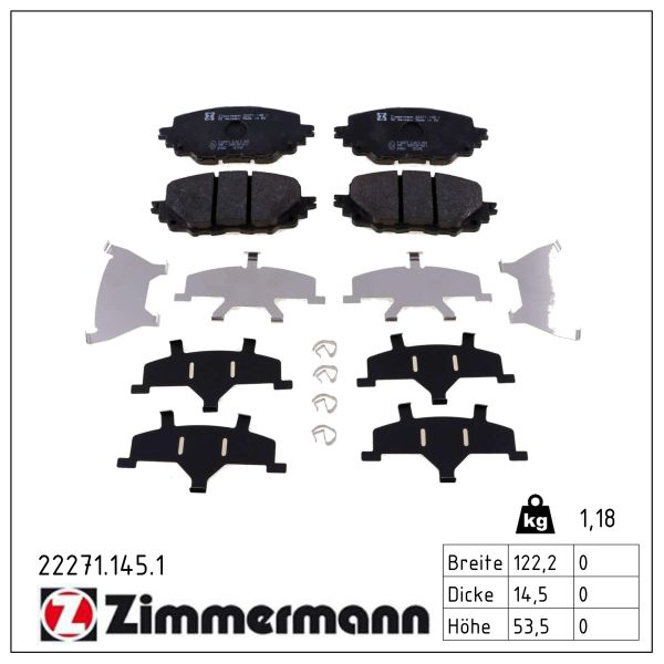 ZIMMERMANN Bremseklodser 222711451 foraksel for FIAT MAZDA