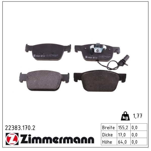 ZIMMERMANN Bremseklodser 223831702 foraksel for AUDI