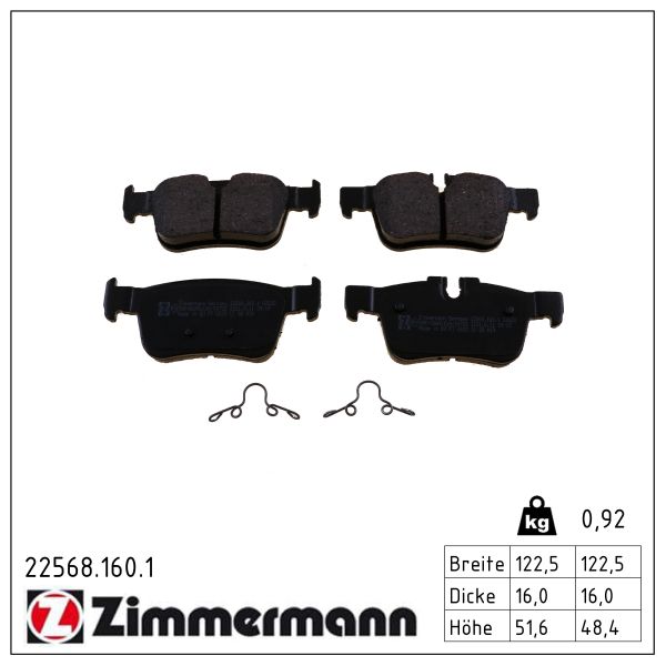 ZIMMERMANN Bremseklodser 225681601 bagaksel for VOLVO