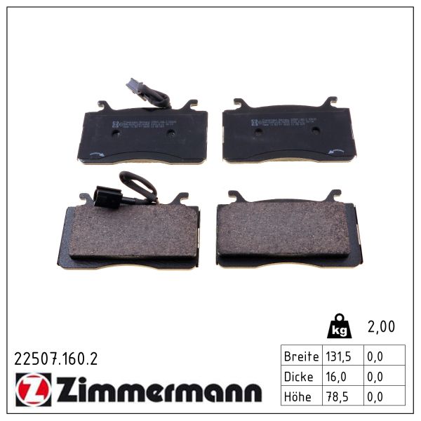 ZIMMERMANN Bremseklodser 225071602 foraksel for ALFA ROMEO