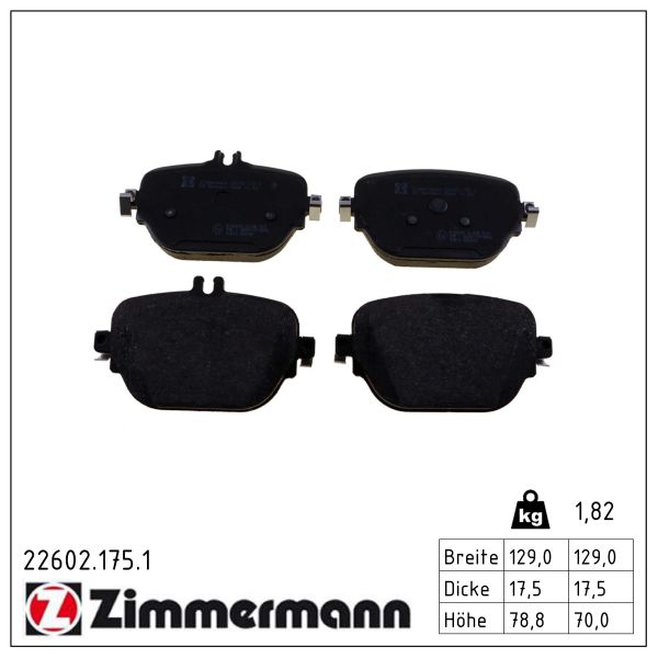 ZIMMERMANN Bremseklodser 226021751 bagaksel for MERCEDES-BENZ