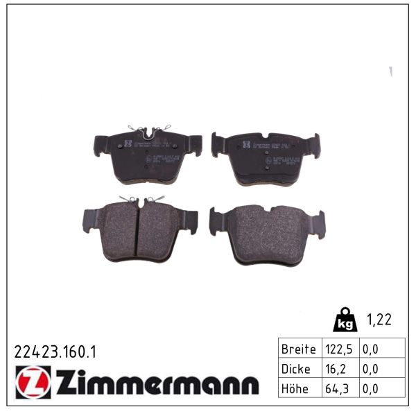 ZIMMERMANN Bremseklodser 224231601 bagaksel for MERCEDES-BENZ MERCEDES-BENZ (BBDC)