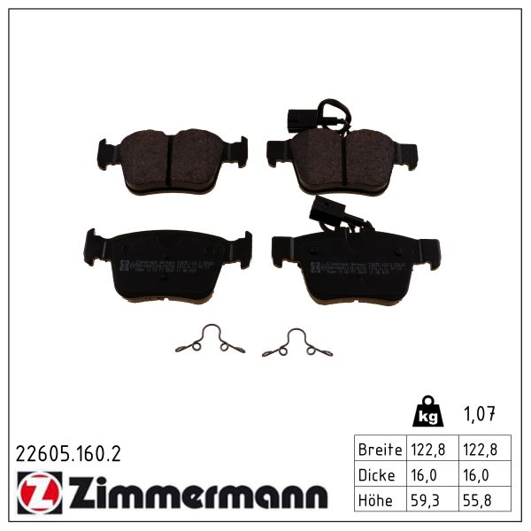ZIMMERMANN Bremseklodser 226051602 bagaksel for ALFA ROMEO MASERATI