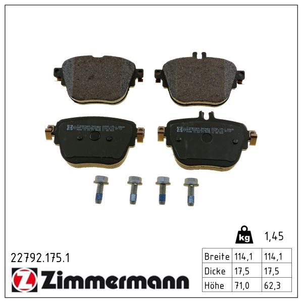 ZIMMERMANN Bremseklodser 227921751 bagaksel for MERCEDES-BENZ