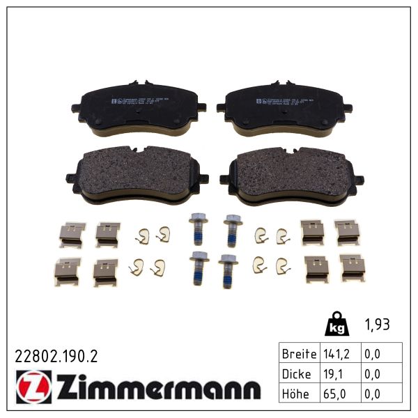 ZIMMERMANN Bremseklodser 228021902 bagaksel for MAN VW