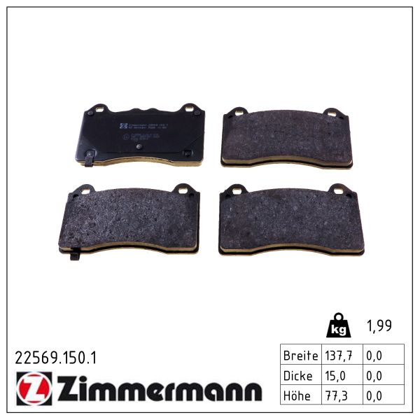 ZIMMERMANN Bremseklodser 225691501 foraksel for FORD