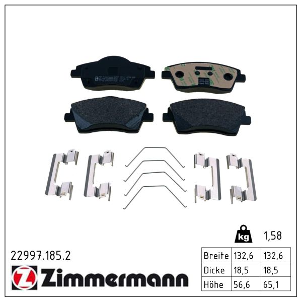 ZIMMERMANN Bremseklodser 229971852 foraksel for VOLVO