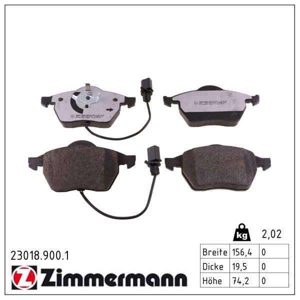 ZIMMERMANN Bremseklodser 230189001 foraksel for VAG
