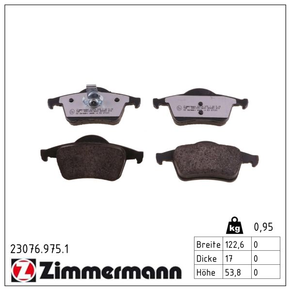 ZIMMERMANN Bremseklodser 230769751 bagaksel for VOLVO