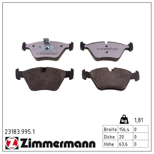 ZIMMERMANN Bremseklodser 23183.995.1 foraksel for BMW