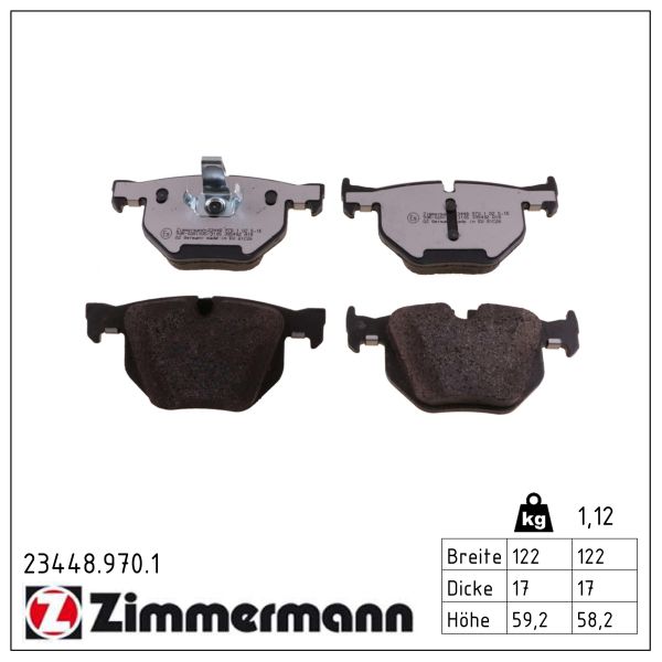 ZIMMERMANN Bremseklodser 234489701 bagaksel for BMW