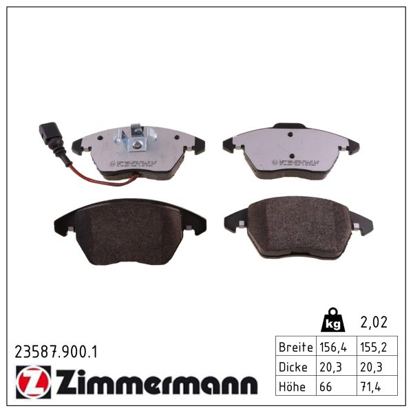 ZIMMERMANN Bremseklodser 235879001 foraksel for VAG SKODA (SVW) VW