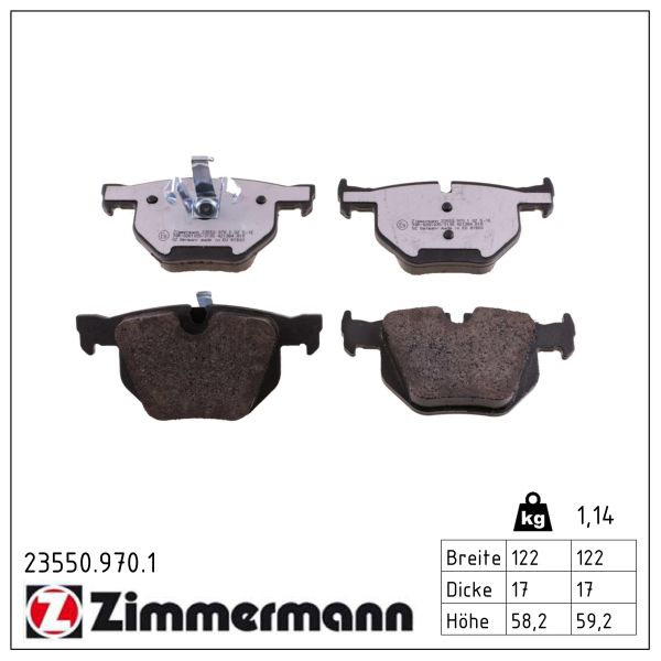 ZIMMERMANN Bremseklodser 235509701 bagaksel for BMW (BRILLIANCE) BMW