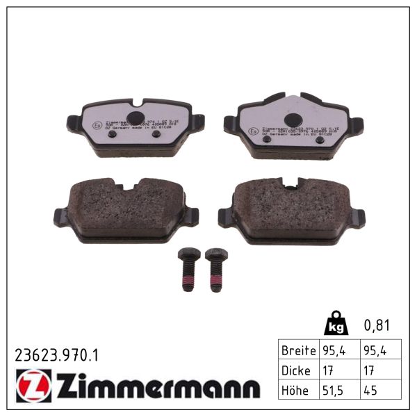 ZIMMERMANN Bremseklodser 236239701 bagaksel for BMW (BRILLIANCE) BMW MINI
