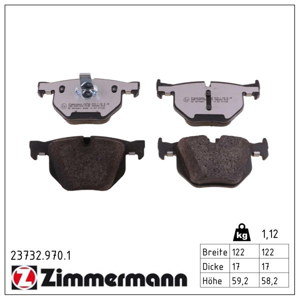 ZIMMERMANN Bremseklodser 237329701 bagaksel for BMW BMW (BRILLIANCE)