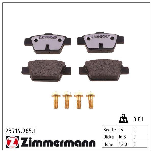 ZIMMERMANN Bremseklodser 237149651 bagaksel for FIAT