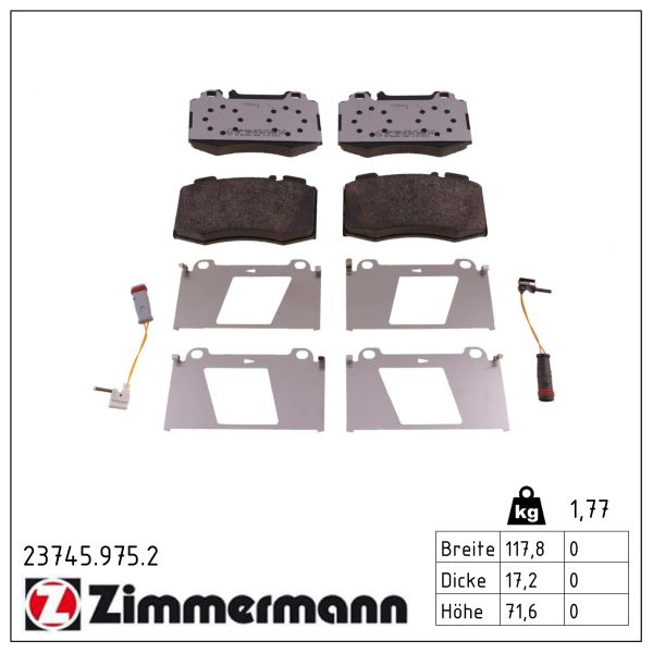 ZIMMERMANN Bremseklodser 237459752 foraksel for MERCEDES-BENZ (BBDC) MERCEDES-BENZ