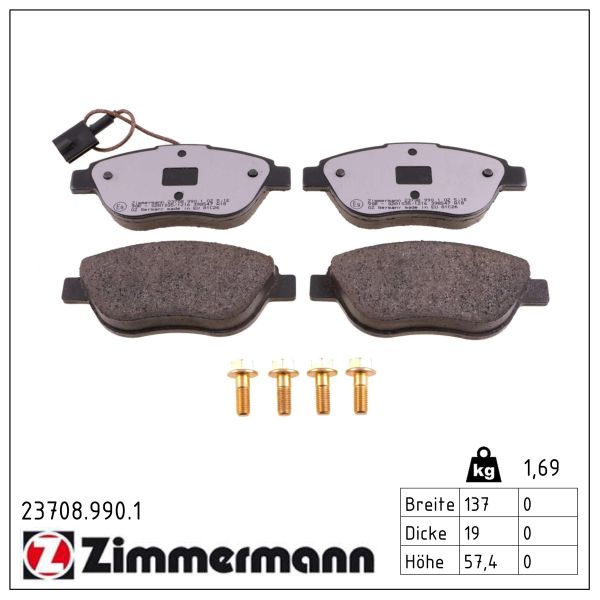ZIMMERMANN Bremseklodser 237089901 foraksel for CITROËN/PEUGEOT OPEL FIAT