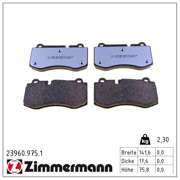 ZIMMERMANN Bremseklodser 239609751 foraksel for MERCEDES-BENZ