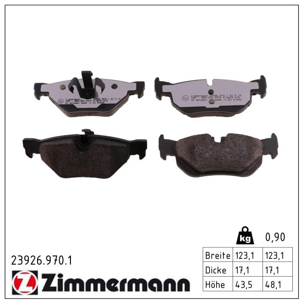 ZIMMERMANN Bremseklodser 239269701 bagaksel for BMW BMW (BRILLIANCE)