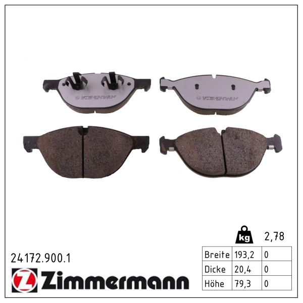 ZIMMERMANN Bremseklodser 241729001 foraksel for BMW