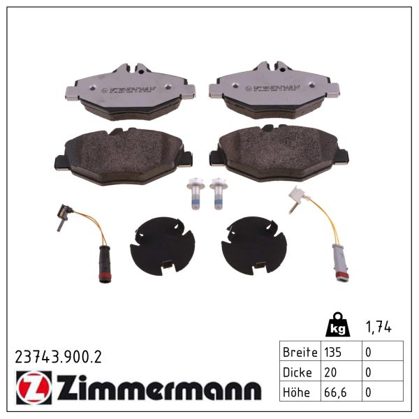 ZIMMERMANN Bremseklodser 237439002 foraksel for MERCEDES-BENZ MERCEDES-BENZ (BBDC)