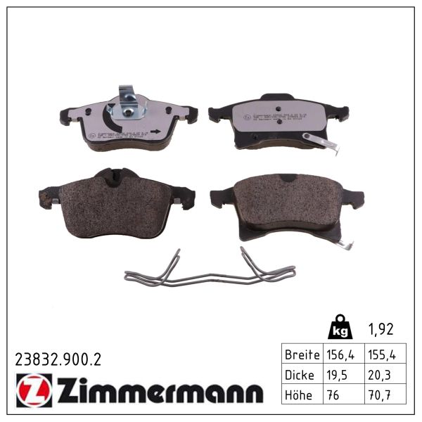 ZIMMERMANN Bremseklodser 238329002 foraksel for OPEL GENERAL MOTORS