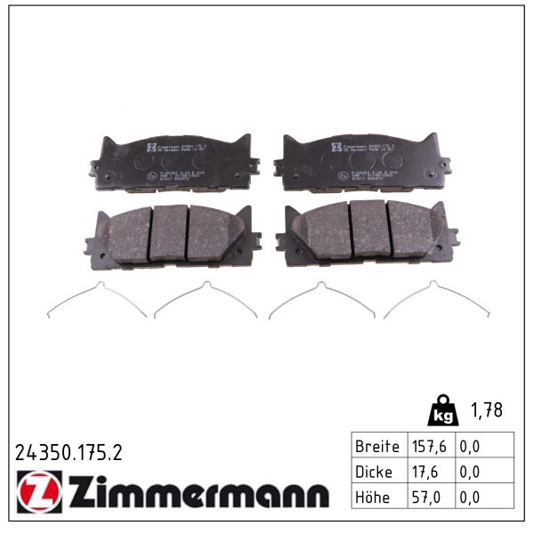 ZIMMERMANN Bremseklodser 243501752 foraksel for TOYOTA TOYOTA (GAC) LEXUS