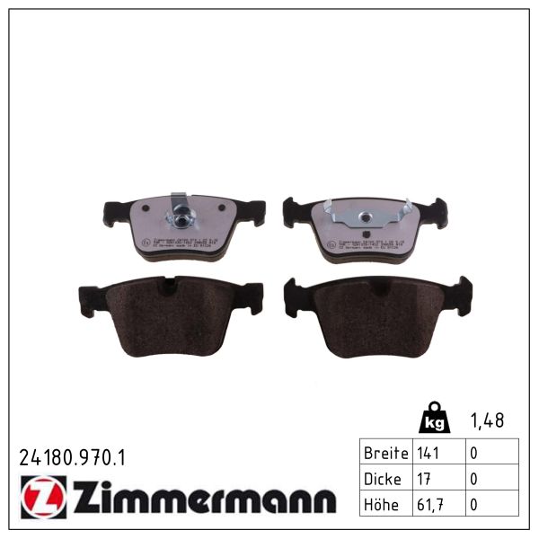 ZIMMERMANN Bremseklodser 241809701 bagaksel for MERCEDES-BENZ