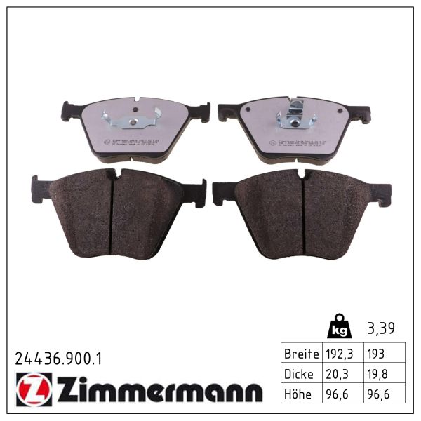 ZIMMERMANN Bremseklodser 244369001 foraksel for BMW