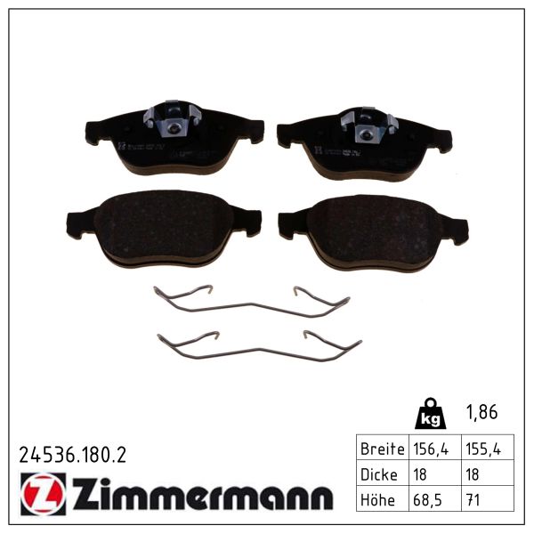ZIMMERMANN Bremseklodser 245361802 foraksel for RENAULT